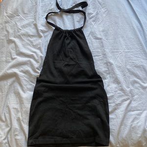 Black backless knit dress